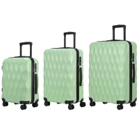 HOMCOM 3-Piece Suitcase Set, Hard Shell Carry On & Checked Luggage Set with TSA Lock, 20/24/28 Inch, Green(m-1)