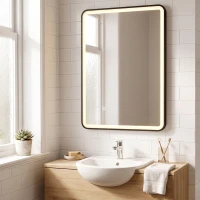 HOMCOM Specchio da Bagno LED Bluetooth Antiappannamento 100x70 cm Nero(m-9)