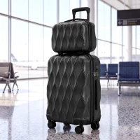 HOMCOM 2-Piece Luggage Set, ABS Hard Shell Carry On Suitcase Set with TSA Lock, Spinner Wheels, 12/20 inch, Black(m-2)
