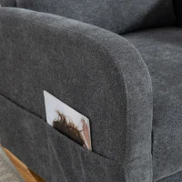 HOMCOM Upholstered Rocking Chair Retractable Footrest Rocker Chair High Back for Living Room Grey(m-12)
