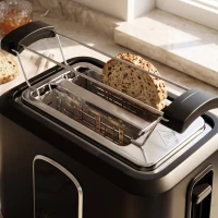 HOMCOM Kettle and Toaster Set with LED Touch Screen, Kettle with Strix Thermostat, 2 Slice Toaster w/ 6 Browning Levels, Black(m-12)