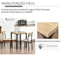 HOMCOM Conjunto de Mesa e 2 Cadeiras de Jantar, 3 Peças, para 2 Pessoas, 120 kg, Madeira Natural(m-6)