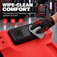 HOMCOM Low Profile Rolling Shop Creeper, Padded Headrest, Dual Tool Trays, 6 Swivel Casters, 150 kg, Red(m-7)