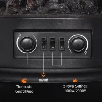 HOMCOM Electric Fireplace Stove, 1000/2000W 3-Sided Freestanding Fireplace Heater with 3D Flame Log, Thermostat, Black(m-5)