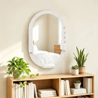 HOMCOM Wandspiegel mit perforiertem Panel, dekorativer Spiegel 90x60 cm für Wohnzimmer, Schlafzimmer, Weiß(m-5)