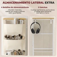 HOMCOM Cajonera de Tela Cómoda con 8 Cajones 4 Bolsillos Laterales 2 Ganchos y Estructura de Acero Beige(m-5)