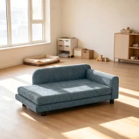 PawHut Canapé pour Chien Lit pour Chien Coussin Déhoussable Lavable Dossier Haut Accoudoirs Velours 101x66x34,5cm Gris(m-2)