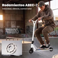 SPORTNOW Scooter Acrobático para Trucos con Plataforma de Aluminio Rodamientos ABEC-7 Ruedas 100 mm Manillar 360° Blanco(m-6)