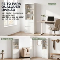 HOMCOM Estante para Livros Alta e Estreita com 6 Níveis 3 Gavetas e 3 Compartimentos Abertos 57x30x180 cm Branco(m-6)