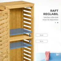 kleankin Dulap de Baie din Bambus cu Raft Interior Reglabil, 30x19,9x70 cm, Culoare Lemn(m-5)