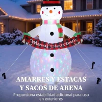 Outsunny Muñeco de Nieve Hinchable de Navidad 205 cm con Luces LED y Música Decoración Navideña para Jardín Patio Terraza Casa(m-6)