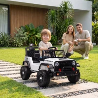 AIYAPLAY Kinder Elektroauto 12V Elektroauto für Kinder mit Fernbedienung Lithium-Akku 2 Motoren Sanftanlauf 4-Rad-Federung Weiß(m-2)