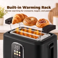 HOMCOM Kettle and Toaster Set with LED Touch Screen, Kettle with Strix Thermostat, 2 Slice Toaster w/ 6 Browning Levels, Black(m-8)