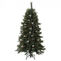 HOMCOM 5ft Artificial Christmas Tree, Fir Hinged Xmas Tree with 490 Branch Tips, Foldable Metal Stand, Easy Assembly, Green(m-14)