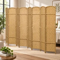 HOMCOM Paravent interieur en bois 8 panneaux 320 x 170 cm séparateur de pièce pliable pour salon, chambre à coucher, naturel(m-2)