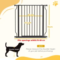 PawHut Extra Wide Dog Gate, with Door Pressure, for Doorways, Hallways, Staircases - Black(m-3)
