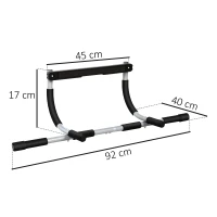HOMCOM Doorway Pull up Bar, Door Frame Chin up Push up Bar for Home Gym Upper Body Workout, No Drilling or Screws, Grey(m-3)
