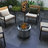 Outsunny Smokeless Fire Pit, 48.5cm Portable Wood Burning Firepit with Poker for Garden Camping Bonfire Party, Stainless Steel, Silver(m-8)