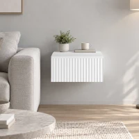 HOMCOM Set van 2 wandgemonteerde nachtkastjes met 2 laden, 40 x 35 x 17 cm, wit(m-8)