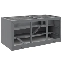 PawHut Jaula para hámster jaula para jerbos 2 niveles techo abatible ventanas caseta 2 escaleras, 115 x 57 x 55 cm, gris(m-1)