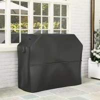 Outsunny BBQ Cover for Rectangular Gas Grill, 600D UPF30+ Oxford Fabric Barbecue Cover for Waterproof Protection Rip-Proof, with Windproof Hook and Loop Fasteners, Vents, 147 x 61 x 122 cm, Black(m-7)