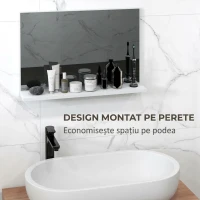 kleankin Oglindă de baie de perete cu raft, design modern și multifuncțional, 60x12x40 cm, alb(m-4)