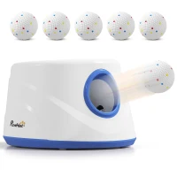 PawHut Lansator de mingi pentru câini automat cu 6 mingi ETPU 3 distanțe reglabile 6m/10m/14m Albastru(m-8)