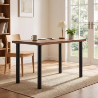 HOMCOM Conjunto de 4 Pés de Mesa em Metal Estilo Industrial com Parafusos Auto-roscantes e Patins Reguláveis 73x6x6 cm Preto(m-4)