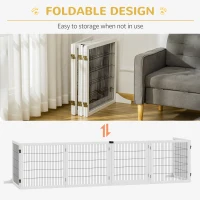 PawHut Wooden Pet Gate, Freestanding Dog Safety Barrier, w/ 2 Support Feet, White(m-6)