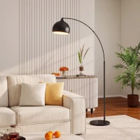 HOMCOM Candeeiro de Pé, Lâmpada de Sala Arco Ajustável, Base em Mármore, Estilo Vintage, 40W, E27, 100-115L x 35l x 170-180H cm, Preto(m-5)