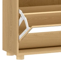 HOMCOM Mueble Zapatero 10 Pares, Armario Zapatero, Puerta con Espejo, 2 Cajones y Compartimentos Abiertos, Roble(m-9)