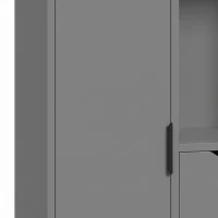 HOMCOM Móvel de Casa de Banho Móvel de Arrumação Estreito com 2 Gavetas Compartimentos Abertos 50x25x100 cm Cinza(m-8)