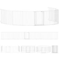 PawHut Barrera de seguridad de metal parque/recinto plegable y modular para perro y niño 10 paneles 61 x 75 cm blanco(m-1)