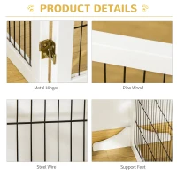 PawHut Wooden Pet Gate, Freestanding Dog Safety Barrier, w/ 2 Support Feet, White(m-7)
