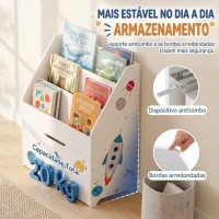 AIYAPLAY Estante Infantil com Gaveta Móvel e 3 Prateleiras, Tema Espaço, Montessori, 3-8 Anos, Branco(m-7)