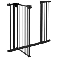 PawHut Adjustable Safety Gate w/ One Extensions, Four Adjustable Screws, Black(m-8)