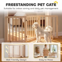 PawHut Wooden Dog Gate, 3-Panel Freestanding Pet Gates Indoor with 2 Support Feet and 360° Flexible Hinges, Natural(m-4)