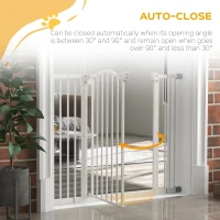 PawHut Metal 74-100cm Adjustable Pet Gate Safety Barrier w/ Auto-Close Door White(m-5)