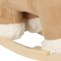 AIYAPLAY Cavalo de Baloiço para Bebé com Sons de Galope e Relinchos, Base de Madeira e Cinto de Segurança, 18-36 Meses, Castanho(m-15)
