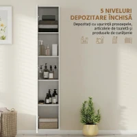 HOMCOM Dulap de Baie Suspendat Coloană cu Rafturi Reglabile și Închidere Soft Close, 30x31.5x160 cm, Alb(m-10)