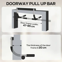 HOMCOM Doorway Pull up Bar, Door Frame Chin up Push up Bar for Home Gym Upper Body Workout, No Drilling or Screws, Grey(m-8)