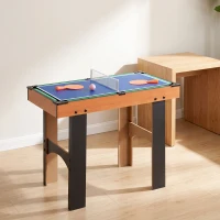 HOMCOM Masă Multijoc 4 în 1 cu Fotbal de Masă, Hochei de Masă, Ping Pong și Biliard din MDF, 92x78x80cm(m-8)
