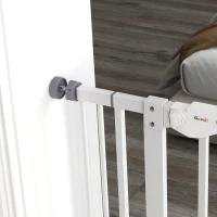 PawHut Cancellino per Cani Regolabile Alto con Porta Piccola e Chiusura Automatica, 74-101x104cm, Bianco(m-9)