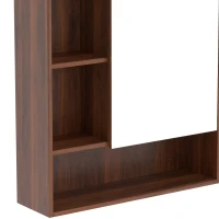 HOMCOM Bathroom Mirror Cabinet, Wall-Mounted Bathroom Cabinet with Mirror Door, Adjustable Shelves, Walnut Brown(m-12)