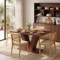 HOMCOM Rechteckiger Esstisch für 4 Personen 120x80 cm Nussbaum(m-4)