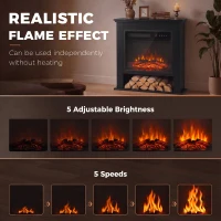 HOMCOM Electric Fireplace Suite with Shelf, 25" 1800W Electric Fire and Surround with LED Flame, 5 Brightness, Remote, Black(m-4)