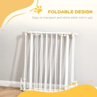 PawHut Pet Safety Gate, 3 Panels Playpen Fireplace, Foldable Metal Fence, Stair Barrier, Room Divider, Fire Guard w/ Automatic Closing Door, White(m-5)