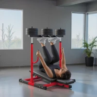 SPORTNOW Vertical Leg Press Machine with Adjustable Leg, Back and Head Positions, 1" Standard Plate Compatible, Red(m-2)