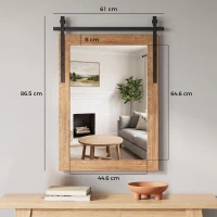 HOMCOM Oglindă de perete dreptunghiulară decorativă pentru living Oglindă agățată 86,5 x 61 cm Maro deschis(m-3)