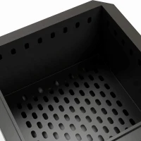 Outsunny Smokeless Fire Pit, 48 cm Portable Wood Burning Firepit, Square Metal Bonfire Stove with Poker, Black(m-8)